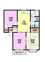 メンバーズタウン松美台 3DKの間取図画像