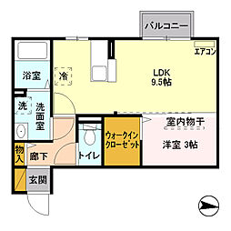 メゾン・ド・カルティエ 1LDKの間取図画像