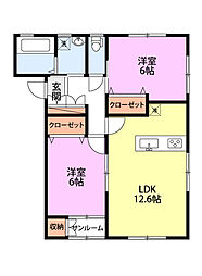 グランディール巻 2LDKの間取図画像