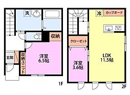 新潟市西区寺地アパート 2LDKの間取図画像