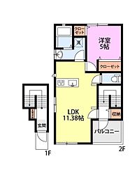 ソレアード小針 1LDKの間取図画像