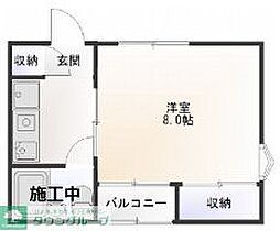 セザンヌP3 1Kの間取図画像