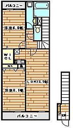 ルミエール2 2階2LDKの間取り