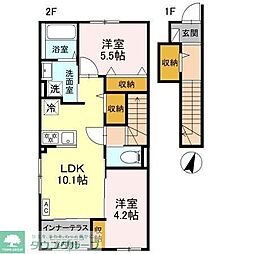上尾市大字上尾下アパート 2LDKの間取図画像