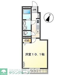 プランドール 1Kの間取図画像