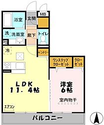 メリーコート 1LDKの間取図画像