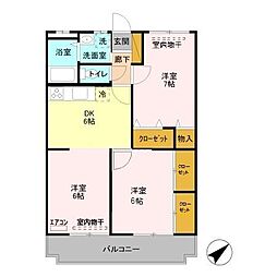 ファインステージ鴻巣 3DKの間取図画像