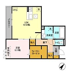 ベルクレスト 1LDKの間取図画像