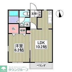 アルフラット 1Kの間取図画像