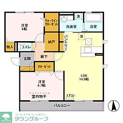 PENNYLANEA 2LDKの間取図画像