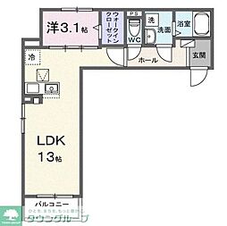 ヒカルサ川越霞ヶ関 1LDKの間取図画像