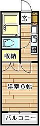 レオパレスフィエスタY102 1Kの間取図画像