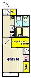 レオパレス新町2 1Kの間取図画像