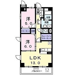 赤坂レジデンス 2LDKの間取図画像