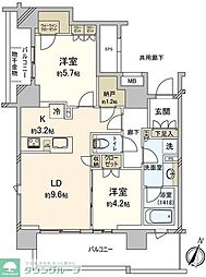 大宮スカイ&スクエアザ・レジデンス 2LDKの間取図画像