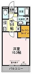 コスモス 1Kの間取図画像