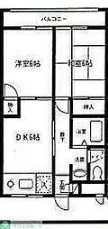リトルリバーコーポ 2DKの間取図画像