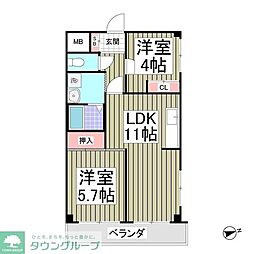 ホワイトパレス大宮 2DKの間取図画像