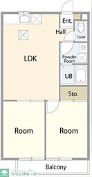 コーポ道半山A 2LDKの間取図画像