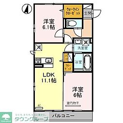 フラワーレジデンス 2LDKの間取図画像
