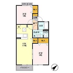 メゾンベール 2LDKの間取図画像