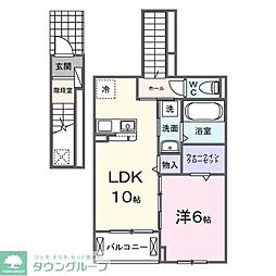 エスポワールI 1LDKの間取図画像