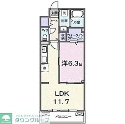 熊谷市久下1丁目アパート 1LDKの間取図画像