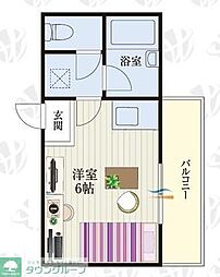 b'CASA岩槻re-born ワンルームの間取図画像