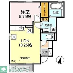 モダンヒル弐番館 1LDKの間取図画像