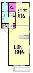 イデアーレ別所 1LDKの間取図画像