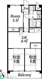 サンライズマンションC棟 2LDKの間取図画像