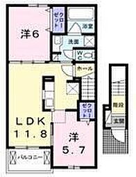 アンジュ2 2LDKの間取図画像