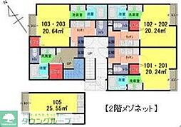 アンソレイユ 1Kの間取図画像