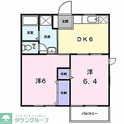 ジャルダンK 2DKの間取図画像