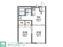 レオパレスMINAMIHANYU2 2DKの間取図画像