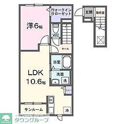ヒカルサ上尾上ウエスト 1LDKの間取図画像