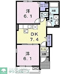 ローズガーデンB 2DKの間取図画像