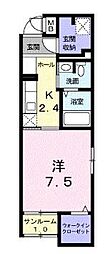 メルヴェーユ大成 1Kの間取図画像