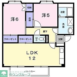 プランタンマスダ 2LDKの間取図画像