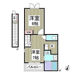 グランデ・ヒルズ 1Kの間取図画像