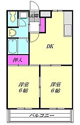 サン・ピエス 2LDKの間取図画像