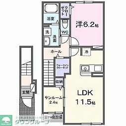 グリーンフラットA 1LDKの間取図画像