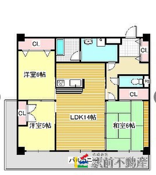 ロイヤルマンション南久留米 501｜福岡県久留米市野中町(賃貸マンション3LDK・5階・72.70㎡)の写真 その2