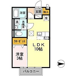 ガーデンヒルズ荒木 1LDKの間取図画像