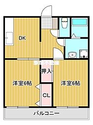 アザレアハイツハンダ第一 2DKの間取図画像