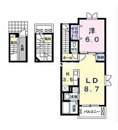 リヴィエール 1LDKの間取図画像