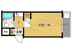 デトム・ワン烏丸鞍馬口 1Kの間取図画像