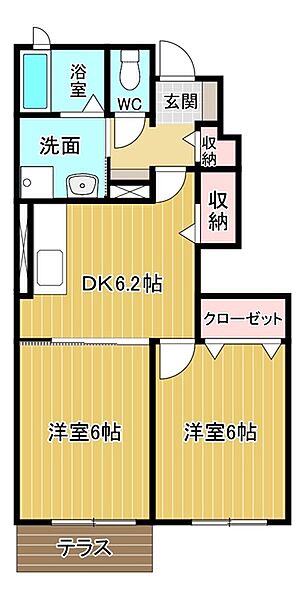 マイネハイマート 102｜徳島県鳴門市鳴門町高島字中島(賃貸アパート2DK・1階・43.86㎡)の写真 その2