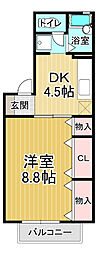 フロラシオン川内2 1DKの間取図画像