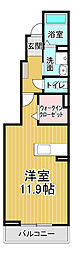 サンメゾンA ワンルームの間取図画像